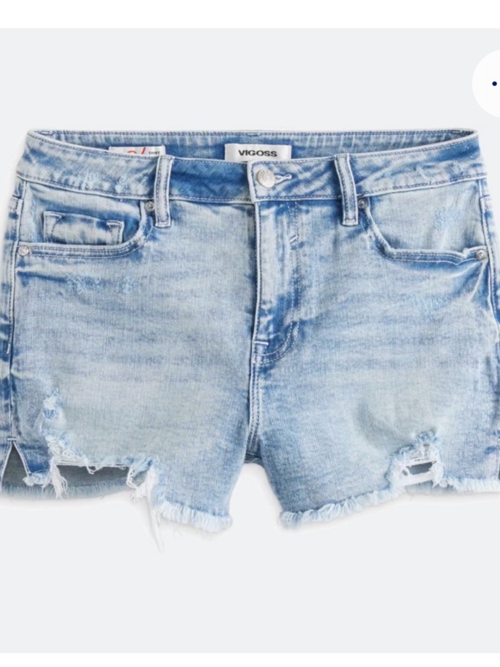Ace High Rise Frayed Hem Light Blue Distressed Shorts - Picture 4 of 4